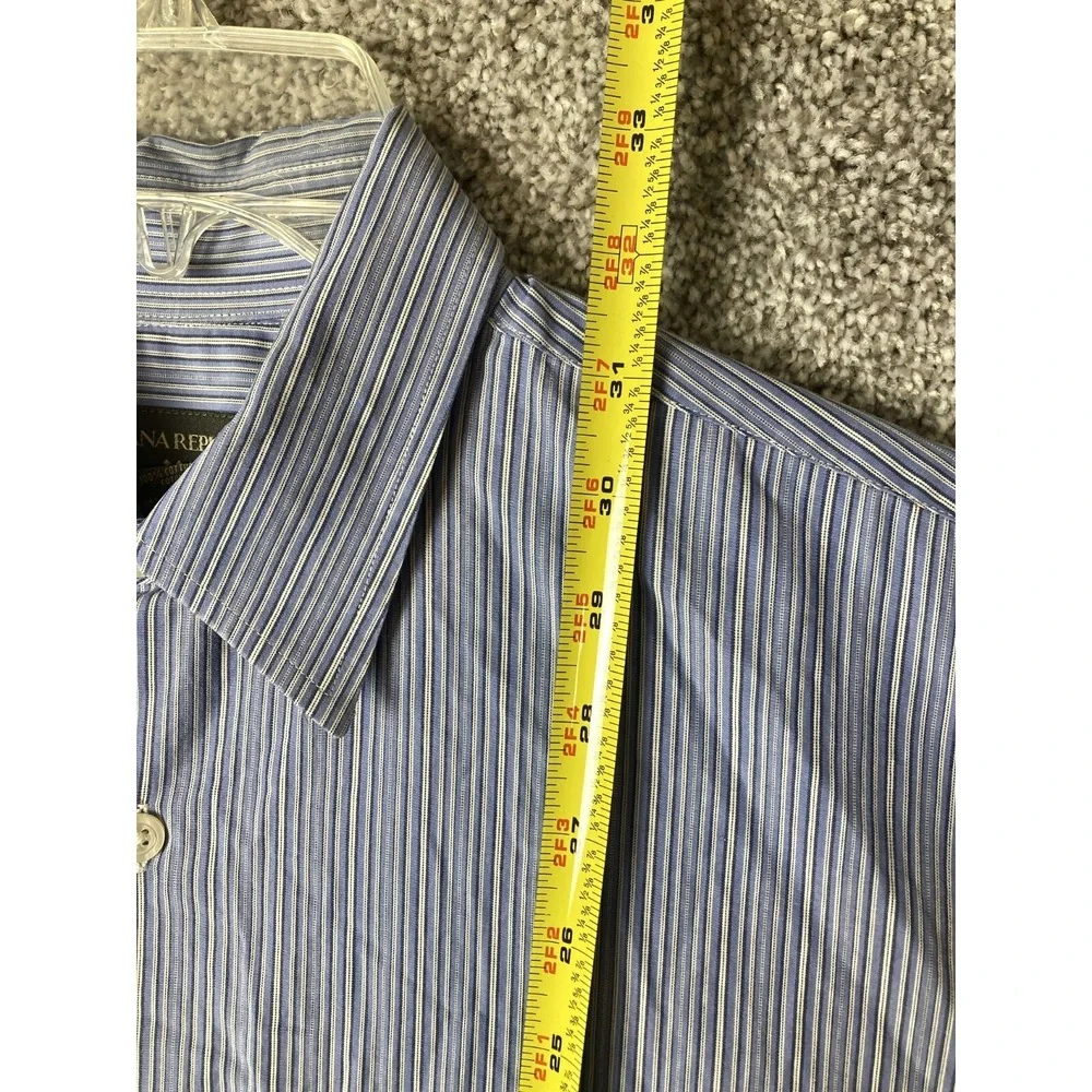 BANANA REPUBLIC Men's Blue Striped Dress Shirt Medium Made in Turkey